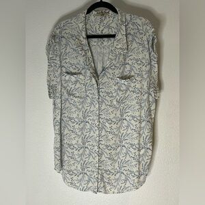 JACHS Girlfriend Blue and White Floral Shirt Size XXL